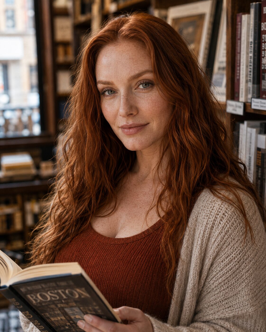 Mascara, maybe. Nothing else. She was “carrot top” until sixteen and a fetish object after — the freckles were the first thing she decided to stop apologising for. “Why cover something that took twenty-six years to grow?”