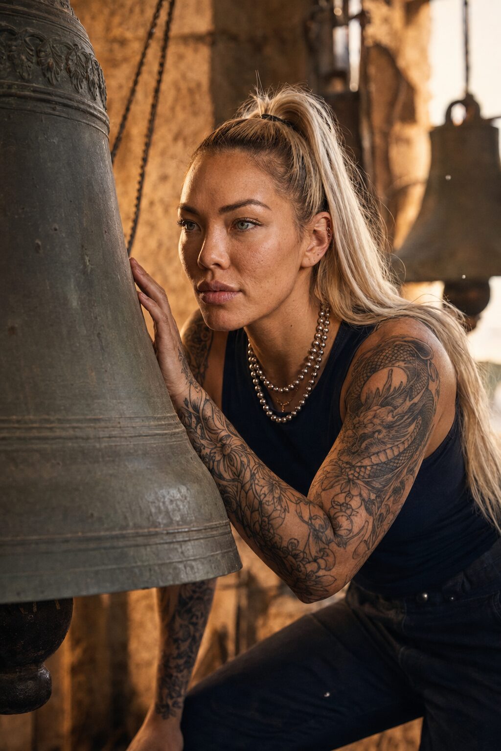 Belgium’s tallest tower, and the woman they call when a three-hundred-year-old bell begins to lie. She doesn’t reach for a tool first — she listens. She has been able to hear what’s wrong with a bell before she touches it since she was fifteen.