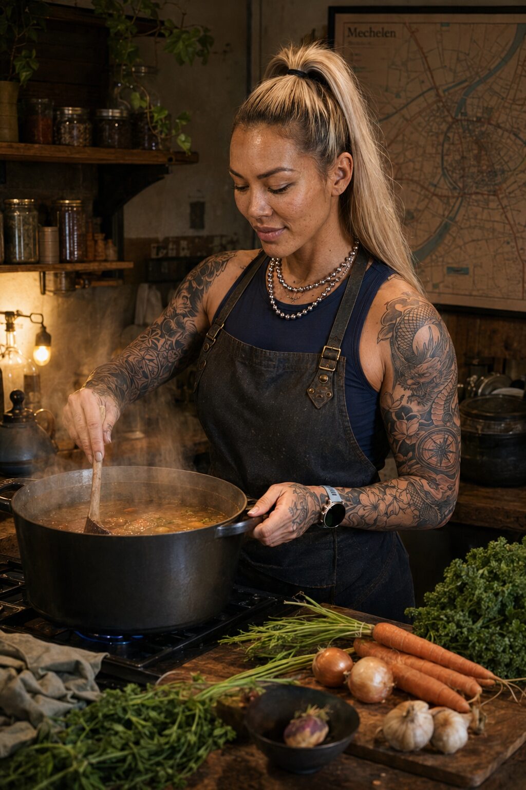 Forty-eight-hour sourdough, her father’s sinigang, Flemish garlic soup left for hours — she cooks the way she restores. Nothing good, in her hands, has ever come from hurrying it.