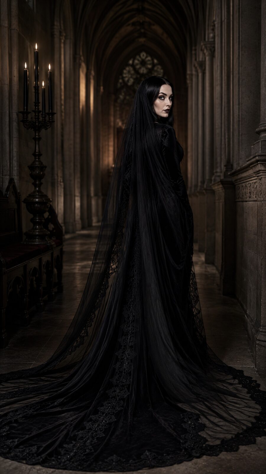 A veil trailing down cold stone — the Victorians ritualised grief, and she thinks the modern world came off poorer for dropping it. When David Bowie died she wore mourning six months, the correct half-mourning period, for a stranger who mattered. Ceremony, to her, isn’t morbid. It is respect made visible.
