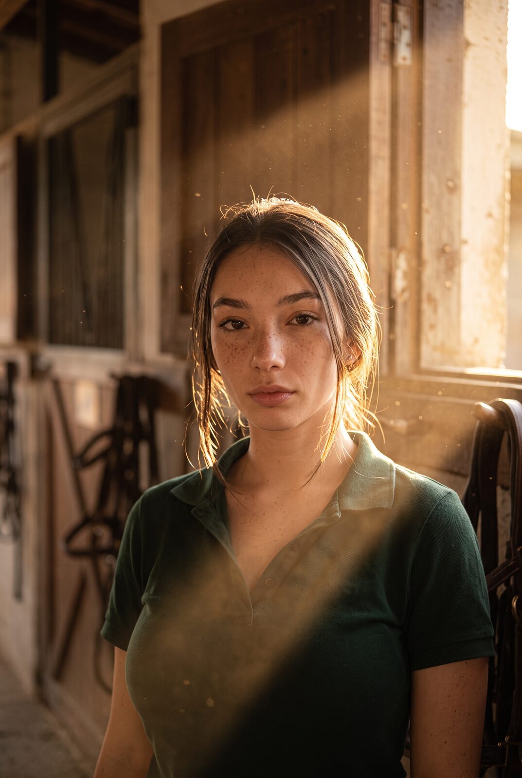 The yards call her for the horses no one else can hold. She reads a body the way most people read a face — and she is never the loudest thing in the box.