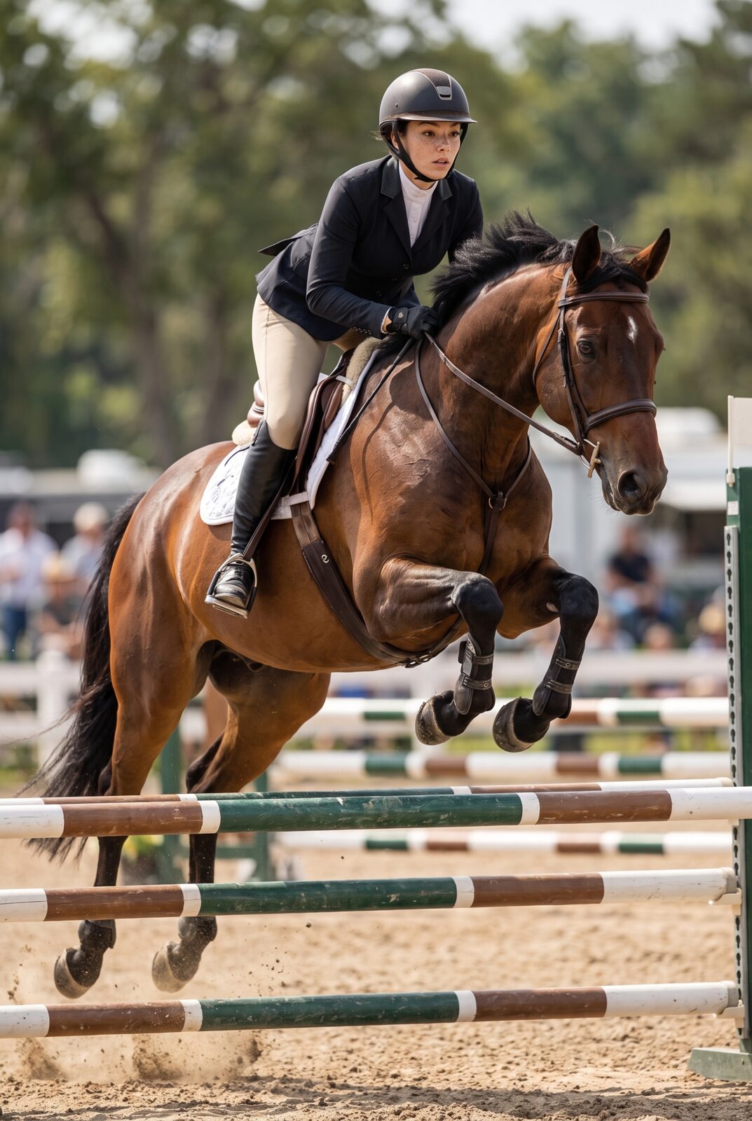 She jumped as a junior with real talent — until an owner forced a horse she’d raised onto wet ground against her word, and it was gone by evening. She held its head to the end, and left competition that same week.